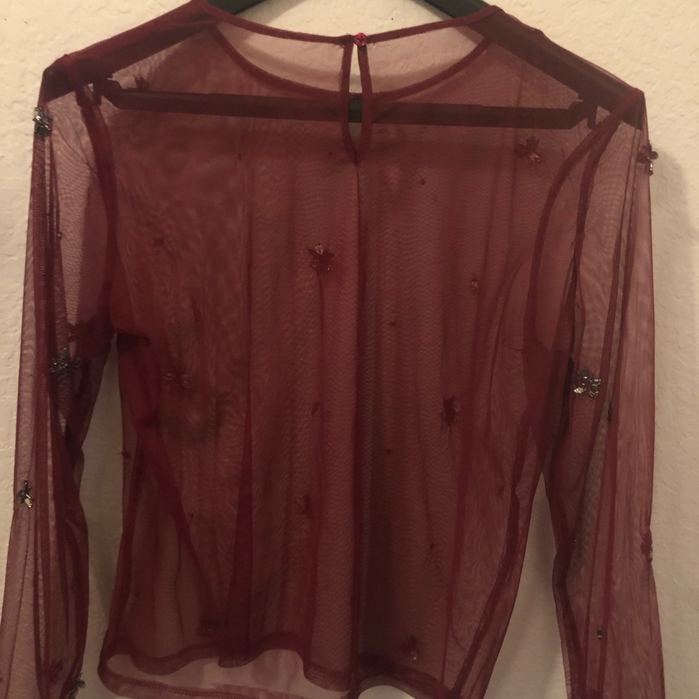 Sheer red full sleeve top!
